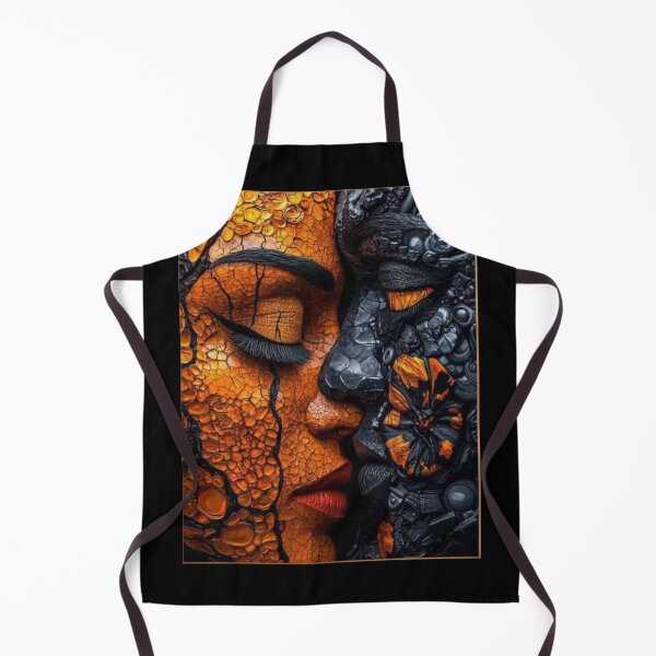 Item preview, Cracked Soul Duality – Abstract Face Art in Orange & Black designed and sold by Silence has weight.