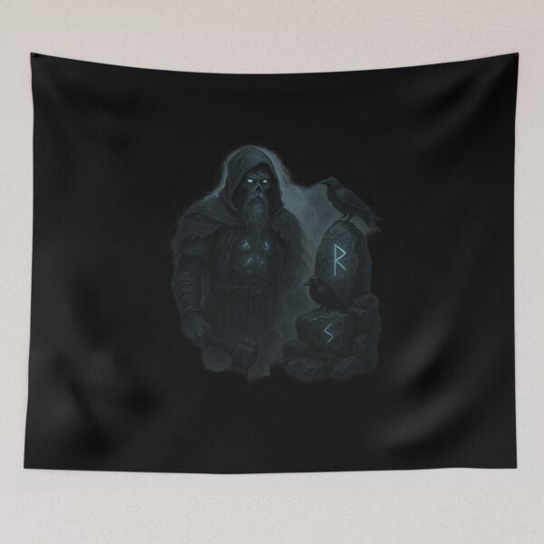Item preview, Odin Sorcerer Viking Skeleton Cloak Runic Runestone designed and sold by Mythborn Saga.