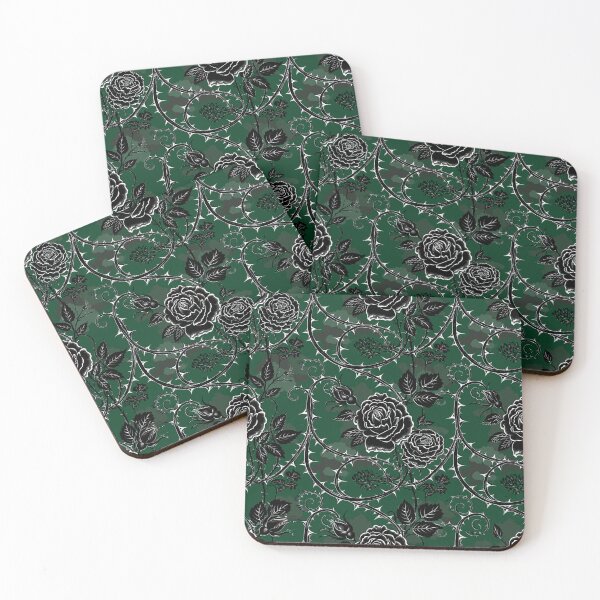 Item preview, Dark Gothic Rose Forest Green Seamless Pattern designed and sold by Grainwork.