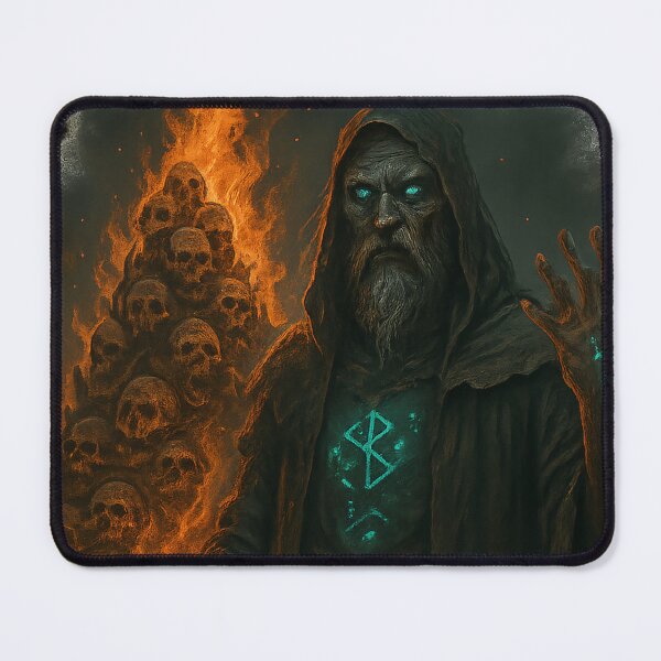 Item preview, Norse Sorcerer Glowing Runes Skull Pyre Fire Mage designed and sold by Mythborn Saga.