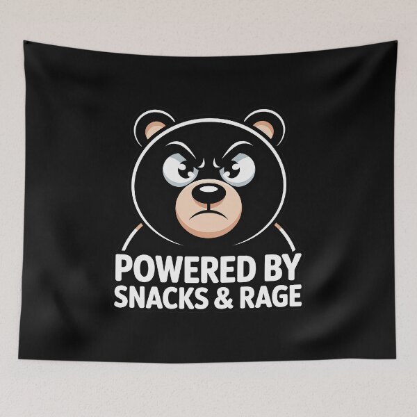 Item preview, POWERED BY SNACKS AND RAGE designed and sold by TrippyOutfitter.