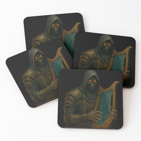 Item preview, Norse Bard Skeleton Playing Harp Celtic Carvings designed and sold by Mythborn Saga.