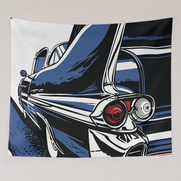 Item preview, Midnight Blue Classic Sedan Rear View Art designed and sold by RamyGallery.