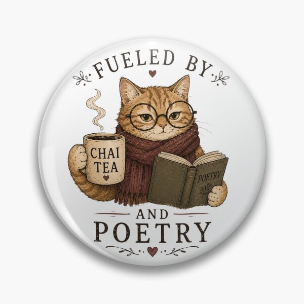 Artikelvorschau, Angetrieben von Chai-Tee und Poesie – die freche Schriftstellerin Kat Cat entworfen und verkauft von Kathy Gerstorff.