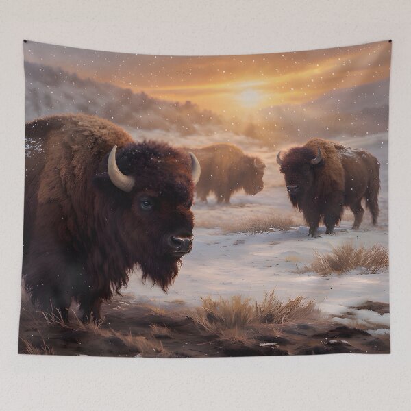 Item preview, Bison on a Snowy Morning designed and sold by TinCatOutPost.