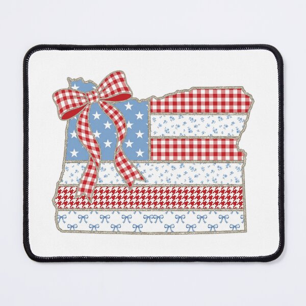 Item preview, Cute Patriotic Oregon Map with Red Gingham Bow designed and sold by Paper Drip.