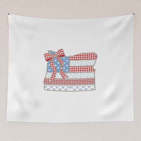 Item preview, Cute Patriotic Oregon Map with Red Gingham Bow designed and sold by Paper Drip.