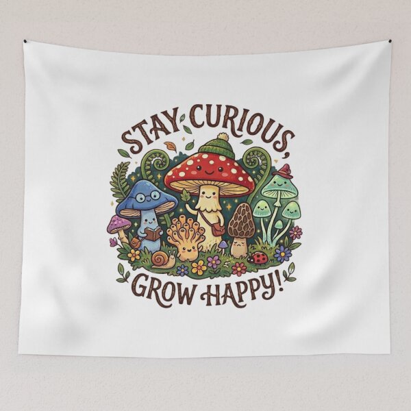 Item preview, Cute Mushroom Family & Cottagecore Nature Aesthetic | Stay Curious Grow Happy designed and sold by Wear Sculpt.