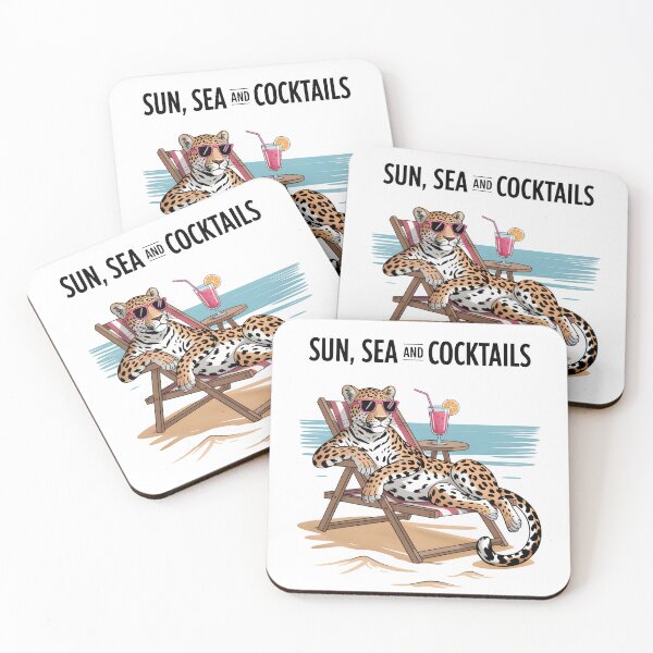 Item preview, Sun Sea and Cocktails Leopard – Funny Summer Vacation Animal Illustration designed and sold by Snifferius.