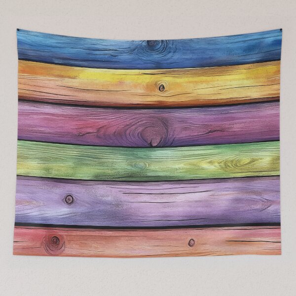 Item preview, Rainbow Rustic Wood Plank Pattern designed and sold by WatercolorLane.