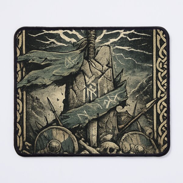 Item preview, Stand Through Echoes of the Fallen Viking Sword Runes designed and sold by Mythborn Saga.
