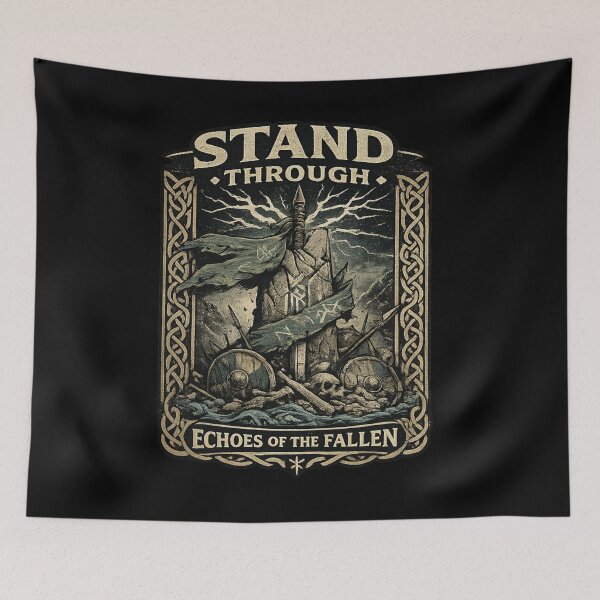 Item preview, Stand Through Echoes of the Fallen Viking Sword Runes designed and sold by Mythborn Saga.