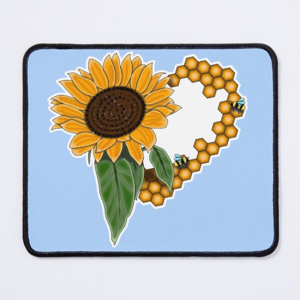 Item preview, Sunflower Honeycomb Heart with Bees designed and sold by Kaimarbe | Cute Stickers & Apparel.