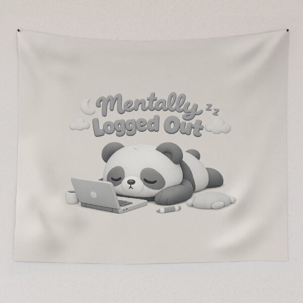 Item preview, Mentally Logged Out Panda | Cute Kawaii Work Burnout Laptop Meme designed and sold by Moons Studio.
