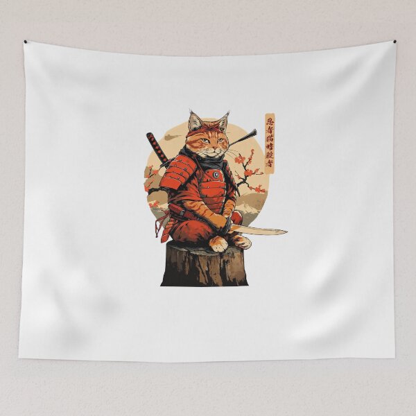 Item preview, Sitting Samurai Ginger Cat designed and sold by sidki-SDK.