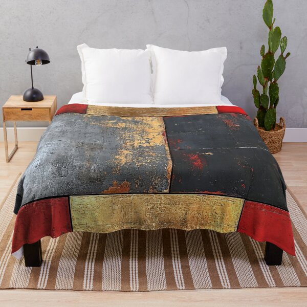 Item preview, Red Gold Black Abstract Block Pattern designed and sold by WatercolorLane.