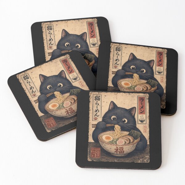 Item preview, Super Tubby Black Cat Eating Ramen Again designed and sold by merchxwear.