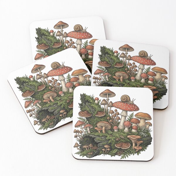 Item preview, Vintage Mushroom Cluster & Snail - Goblincore Forest designed and sold by Retro Mood Co.