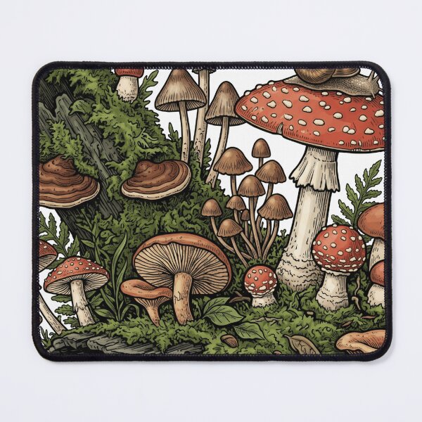 Item preview, Vintage Mushroom Cluster & Snail - Goblincore Forest designed and sold by Retro Mood Co.