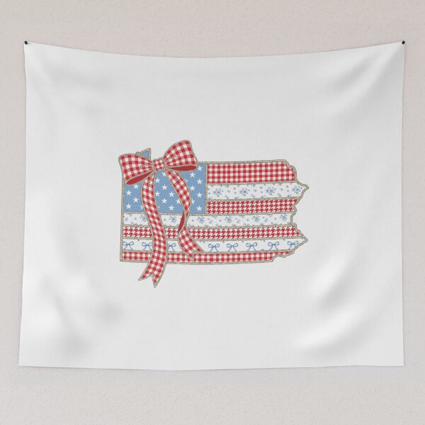 Item preview, Cute Patriotic Pennsylvania Map with Red Gingham Bow designed and sold by Paper Drip.