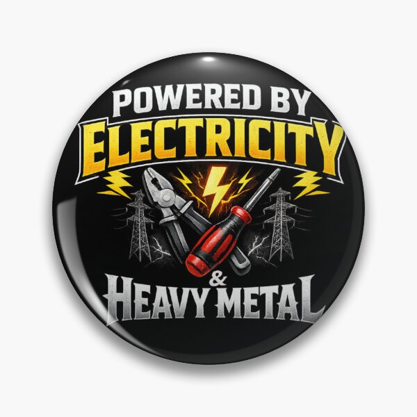 Item preview, Powered by Electricity and Heavy Metal Electrician Gift for Metal Music Lovers designed and sold by Ladys-Gents.