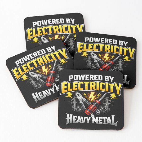 Item preview, Powered by Electricity and Heavy Metal Electrician Gift for Metal Music Lovers designed and sold by Ladys-Gents.