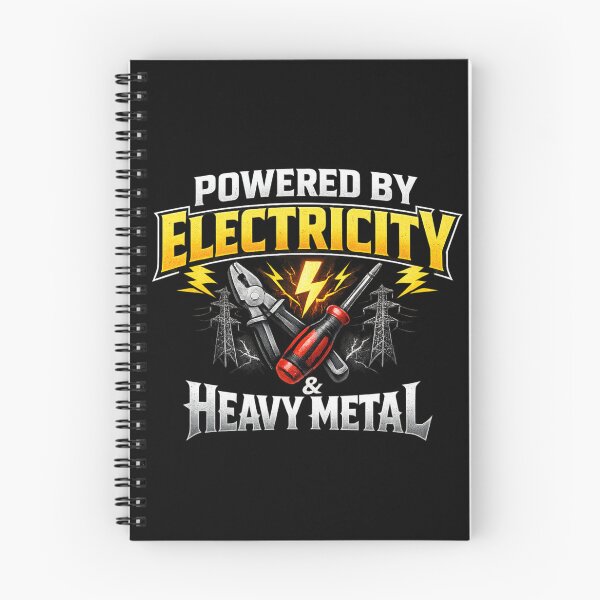 Item preview, Powered by Electricity and Heavy Metal Electrician Gift for Metal Music Lovers designed and sold by Ladys-Gents.