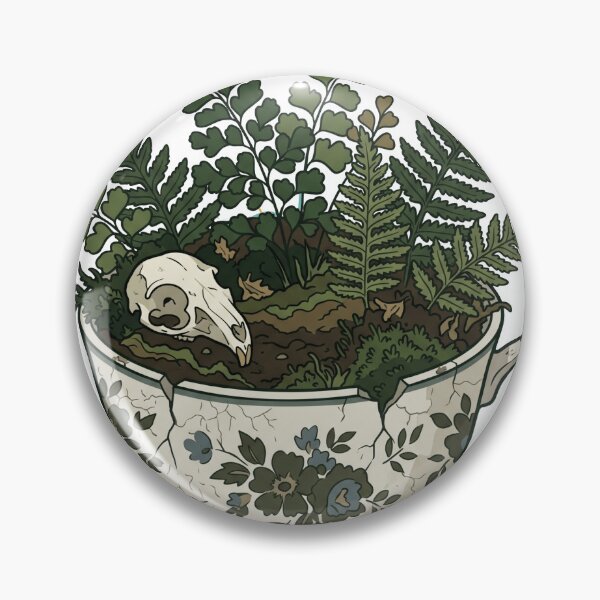 Item preview, Chipped Teacup Terrarium - Bones & Ferns Goblincore designed and sold by Retro Mood Co.