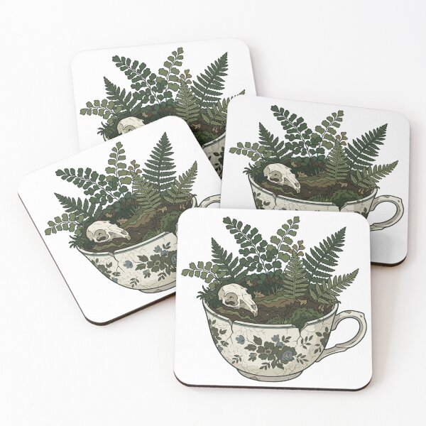 Item preview, Chipped Teacup Terrarium - Bones & Ferns Goblincore designed and sold by Retro Mood Co.