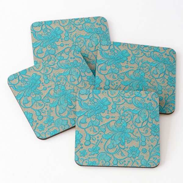 Item preview, Retro Turquoise Floral Lace Pattern Antique Decorative Elegant Style Artwork designed and sold by YourArt7.