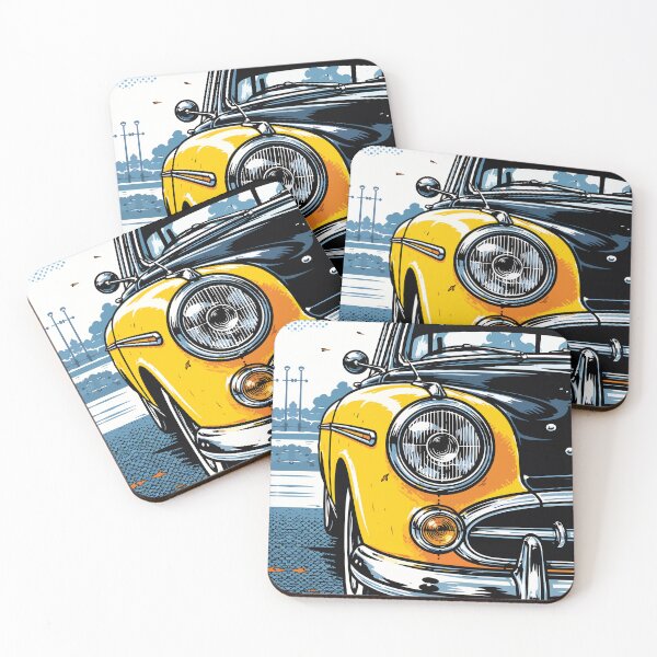 Item preview, Autumn Yellow Classic Car Front View Art designed and sold by RamyGallery.