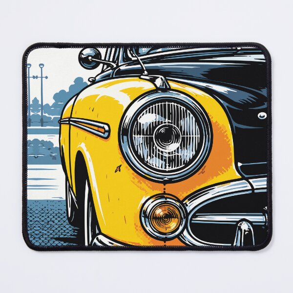 Item preview, Autumn Yellow Classic Car Front View Art designed and sold by RamyGallery.