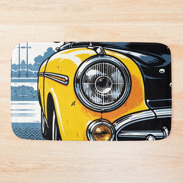 Item preview, Autumn Yellow Classic Car Front View Art designed and sold by RamyGallery.