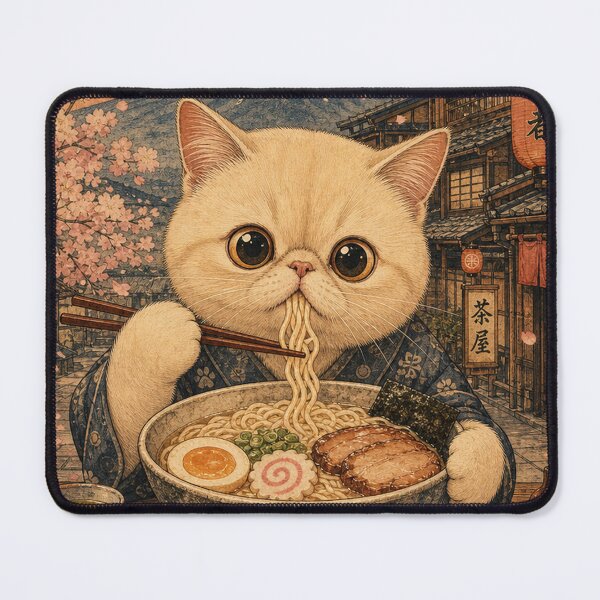 Item preview, Exotic Cat Eating Ramen - Vintage Japanese Ukiyo-e designed and sold by merchxwear.