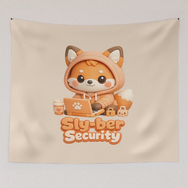 Item preview, Cute Fox Hacker Kawaii | Sly-ber (Cyber) Security Cybersecurity Pun 3D designed and sold by Moons Studio.