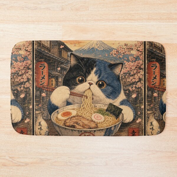 Item preview, Exotic Cat Ramen Feast - Vintage Japanese Ukiyo-e  designed and sold by merchxwear.