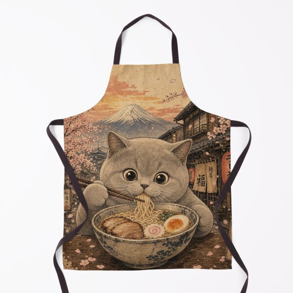 Item preview, British Shorthair Cat Ramen Feast - Vintage Japanese Ukiyo-e designed and sold by merchxwear.