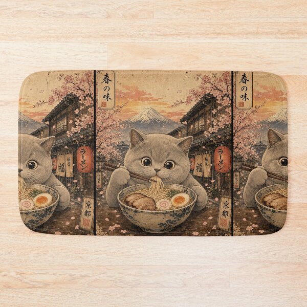 Item preview, British Shorthair Cat Ramen Feast - Vintage Japanese Ukiyo-e  designed and sold by merchxwear.