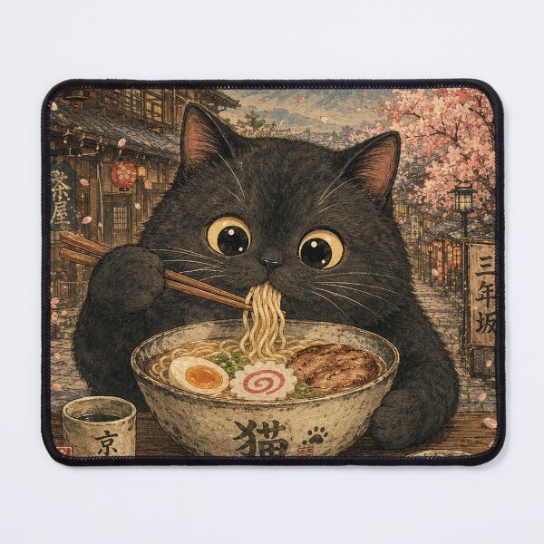 Item preview, Black Cat Ramen Feast - Vintage Japanese Ukiyo-e designed and sold by merchxwear.
