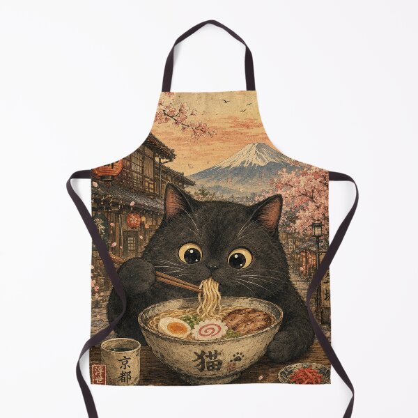 Item preview, Black Cat Ramen Feast - Vintage Japanese Ukiyo-e designed and sold by merchxwear.