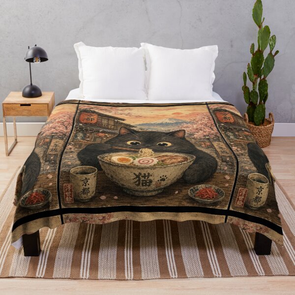Item preview, Black Cat Ramen Feast - Vintage Japanese Ukiyo-e  designed and sold by merchxwear.