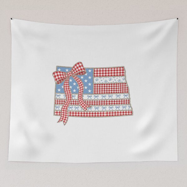 Item preview, Cute Patriotic North Dakota Map with Red Gingham Bow designed and sold by Paper Drip.