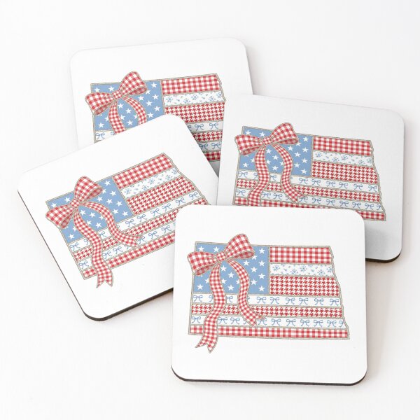 Item preview, Cute Patriotic North Dakota Map with Red Gingham Bow designed and sold by Paper Drip.