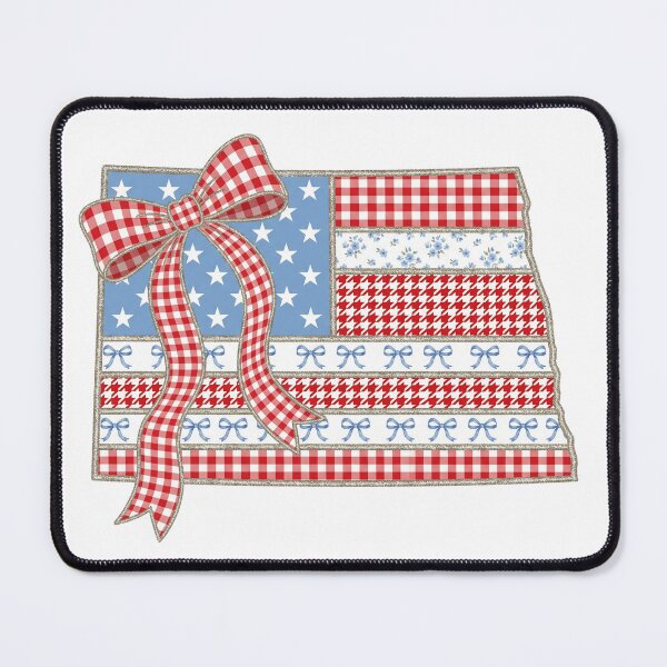 Item preview, Cute Patriotic North Dakota Map with Red Gingham Bow designed and sold by Paper Drip.
