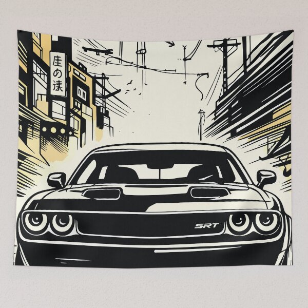 Item preview, Urban Muscle Car Street Scene Illustration designed and sold by RamyGallery.