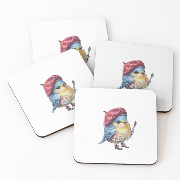 Item preview, Artist Bird with Beret - Kawaii Watercolor Painter designed and sold by AnyeloDesign.