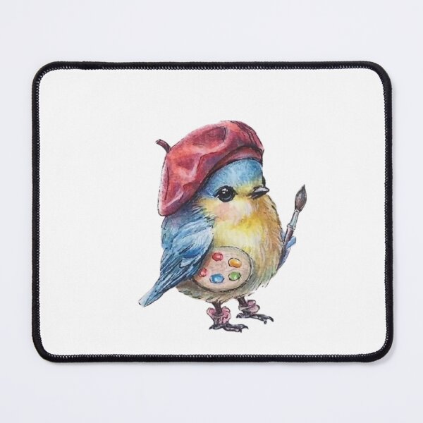 Item preview, Artist Bird with Beret - Kawaii Watercolor Painter designed and sold by AnyeloDesign.