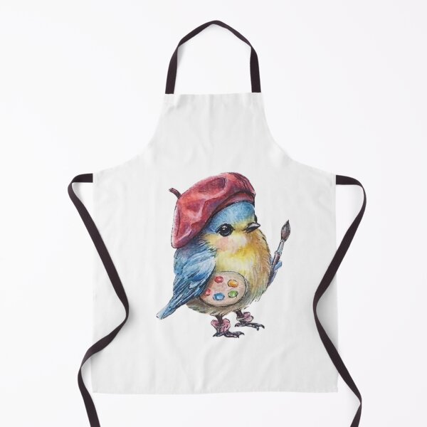 Item preview, Artist Bird with Beret - Kawaii Watercolor Painter designed and sold by AnyeloDesign.