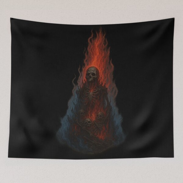 Item preview, Burning Undead Skeleton Pyre Red Hellfire Blue Smoke designed and sold by Mythborn Saga.