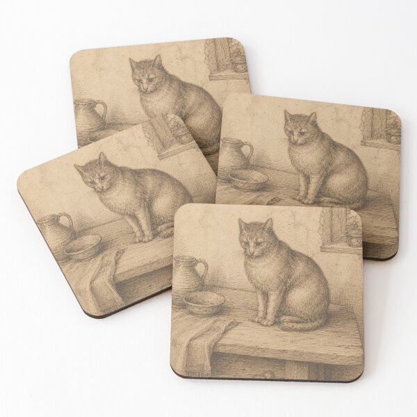 Item preview, Vintage Renaissance Cat Etching Wall Art designed and sold by PharaonicArtist.